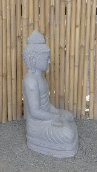 Product image 7 of the product “Seated Buddha made of Riverstone in Dhyana position - gesture of meditation, H.83 cm, natural. ”